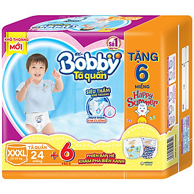 Tặng 6 Miếng Phiên Bản Hè Đặc Biệt Tã Quần Bobby Siêu Thoáng XXXL24
