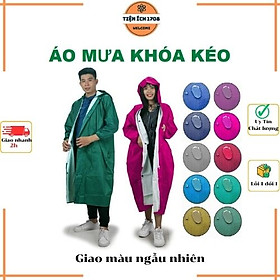 Áo Mưa Dây Kéo Cao Cấp Người Lớn Vải Dù Da Cá 1m4 - Giao màu ngẫu nhiên