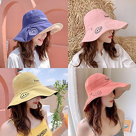 Mũ Vải Smile Nữ Vành Rộng 2 Mặt Chống Tia UV Phong Cách Hàn Quốc ( Nhiều Màu )