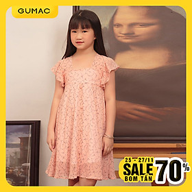 Đầm cho bé gái họa tiết dễ thương xinh xắn cổ U GUMAC DKA457 màu Hồng( dành cho bé gái từ 2 tuổi đến 9 tuổi)