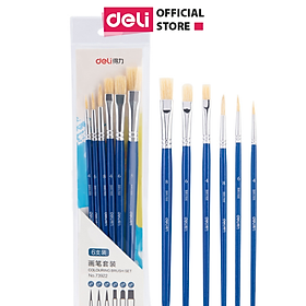 Bộ Cọ Vẽ Chuyên Nghiệp Deli - Dùng Cho Màu Nước/Bột/Sơn Acrylic -Set 4/6 Cây- 73885/73866/73867