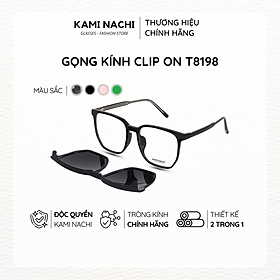 Gọng kính Clip On phiên bản vuông lớn đa năng, cắt được cận KAMI NACHI T8198