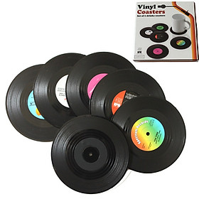 Vintage Black Plastic CD Vinyl Record Drinking Coasters Table Placemats Heat-resistant Coffee Mug Mat Cup Pad For Drinks
