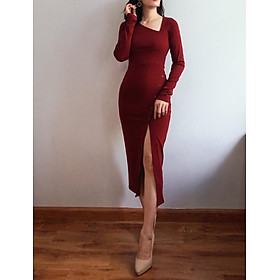F882 ĐẦM ÔM BODY CỔ LỆCH TAM GIÁC