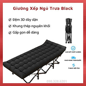 Giường Xếp Văn Phòng Ngủ Trưa Black, Giường Ngủ Gấp Gọn Kèm Đệm Bông Dày