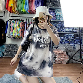 Áo thun loang nam nữ unisex freesize form phông rộng mẫu in chữ GOOD DAY đen trắng