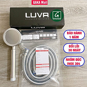 Combo vòi hoa sen Luva VS4 kèm dây sen Luva, inox 304, lõi đồng, dài 1.5m