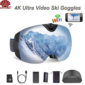 Camera WIFI Kính râm Trượt tuyết Ultra Video 4K với khả năng quay video Siêu 1080P 60 khung hình / giây Gói ống kính bảo vệ ván trượt tuyết chống sương mù UV400: Không có TF