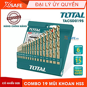 Mua Combo 19 mũi khoan HSS TACSD0195 nhiều size hãng TOTAL chất liệu của mũi khoan là hợp kim thép loại tốt chuyên dụng