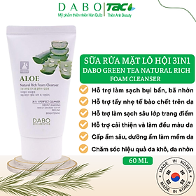 Sữa rửa mặt trắng da sạch nhờn chiết xuất lô hội Dabo Hàn Quốc (60ml)