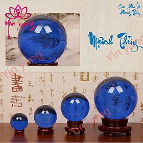 Quả Cầu Phong Thủy Pha Lê Xanh Lam 15cm cao cấp, chất lượng