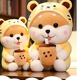 Gấu Bông Chó Shiba Ôm Trà Sữa Cute