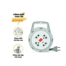 Mua Ổ Cắm Điện Tròn Xoay Tay Honjianda HJD-081-10A Chiều Dài Dây 5M Công Suất Tối Đa Max 2500W 250V - 10A - Hàng Chính Hãng