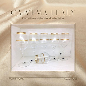 Mua Set 6 ly chân cao pha lê mạ vàng 24k nhập khẩu ITALY  Contessa Iris Gold 6610