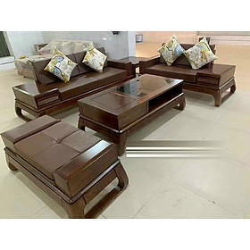 Bộ bàn ghế phòng khách, bàn ghế sofa 2 văng gỗ sồi mẫu hiện đại sang trọng