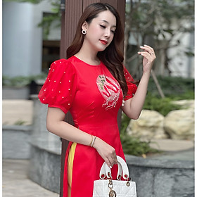 {HCM} Áo dài Phụng ngậm ngọc phối tay AD031- Lady Fashion - Khánh Linh Style