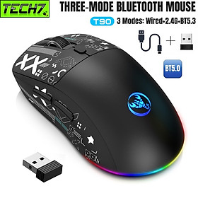 Mua Chuột Led RGB Không Dây chống ồn T90s đa kết nối Bluetooth 5.3 + Usb 2.4 + Cáp 3600Dpi Pin Sạc TypeC hàng nhập khẩu