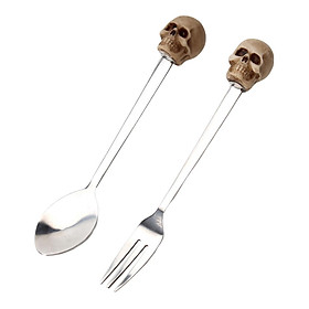 Restaurant Accessory Steel Skull Skeleton Fork Spoon Set
