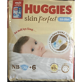 Sỉ-tặng thêm 6 miếng -tã dán huggies nb70- skin perfect - date luôn mới