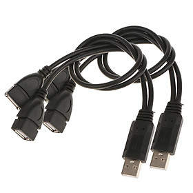 2Pieces USB 2.0 A Male To 2 Dual USB Female Charger Cable Cord Adapter