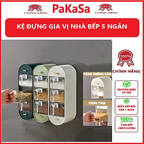 Kệ Đựng Gia Vị Nhà Bếp Dán Tường Có Ngăn Kéo 5 Ngăn Tiện Dụng - Hàng Chính Hãng 