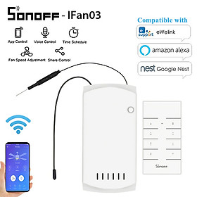 SONOFF iFan03 Wifi Smart Fan Switch Ceiling Fan Light Controller 433 RF APP Voice Remote Control Adjust Speed Smart Home