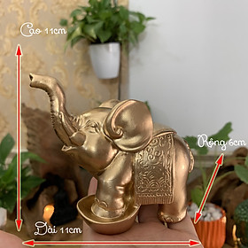 Mua  Linh vật phong thủy  Tượng con voi đá trang trí phong thủy bàn làm việc - Màu nhũ đồng - Chiều cao 11cm