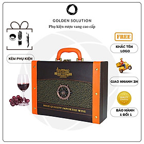 Mua Hộp rượu vang  hộp đựng rượu vang da PU kèm 4 phụ kiện (Bánh lái)