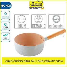 Chảo chống dính bếp từ sâu lòng vân đá tổ ong 18cm phủ ceramic nhiều màu