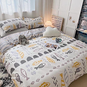 Set Cotton living 100% cotton Hàng Nhập Khẩu Cao Cấp 4 Món Đàn Cá