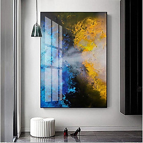 Tranh treo tường | Tranh trừu tượng Abstract colorful printable wall art ,Blue, black, gold and yellow
