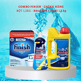 Combo bột rửa bát finish 2,5kg + muối 1,2kg + nước làm bóng 400ml