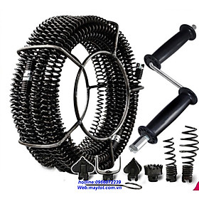 Mua Dây Thông Tắc Cống Phi 16 Dung Tay Quay - dài 3m(gồm 1 tay quay + 3m dây+ bộ 6 đầu thông+ 1đầu kết nối máy khoan )