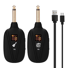 V-8 Wireless Guitar System Rechargeable 4 Channels Guitar Transmitter Receiver Set Electric Guitar Bass Pick Up