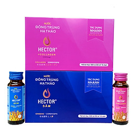 Combo 1 Hộp 10 Chai  Thực Phẩm Chức Năng Nước Đông Trùng Hạ Thảo Hector Sâm Và 1 Hộp 10 Chai Nước Đông Trùng Hạ Thảo Hector Collagen Uống Trực Tiếp Không Cần Pha Chế, Giúp Tăng Cường Sức Đề Kháng, Tăng Cường Sinh Lý Nam Nữ. 