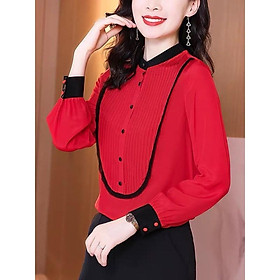 Áo sơ mi phối màu tay dài cổ trụ cao cấp công sở ngoại cỡ Anitagreen AG999-1220
