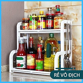 Kệ Đựng Gia Vị 2 Tầng Tiện Ích, Kệ Để Đồ Nhà Bếp Nhỏ Gọn