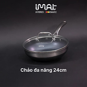 [Hàng chính hãng] Chảo xào/ đa năng sâu lòng inox iMat Hybrid Blackcube 24cm, Phủ chống dính Daikin-Nhật Bản thế hệ mới