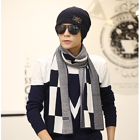 Khăn choàng nam cao cấp thời trang Hàn Quốc màu  sọc đen trắng dn19121521