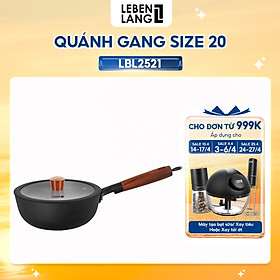 Mua Nồi gang chống dính đa năng Lebenlang LBL2523  size 20  2L  nắp kính tay cầm gỗ dùng mọi loại bếp - hàng chính hãng