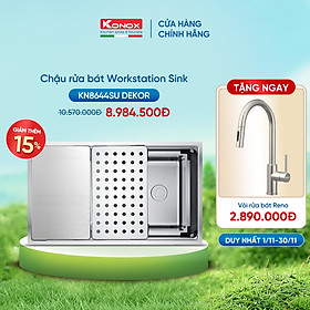 Chậu rửa bát chống xước KONOX Workstation – Undermount Sink KN8644SU Dekor - Bảo hành chính hãng 10 năm