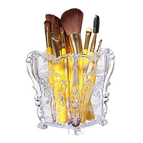 Acrylic Cosmetic Organiser Makeup Brush Pen Pot Case Holder Butterfly Rose