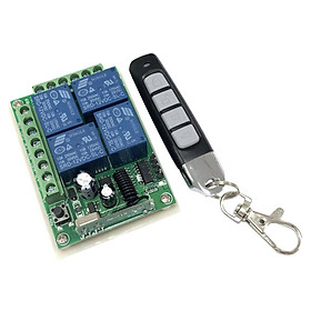 433Mhz Wireless RF Transmitter Remote Control Switch (4 Button) + Relay Receiver For Light/ Garage/ Door Opener