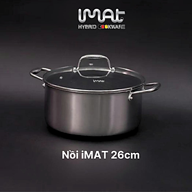 [Hàng chính hãng] Nồi nông inox iMat Blackcube 26cm, Cao 13.2 cm, Thể tích 6.0L, Chống dính Daikin-Nhật Bản thế hệ mới