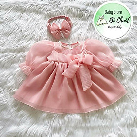 Đầm Công Chúa Tơ Hồng Bồng Bềnh TẶNG KÈM Tuban cho bé xinh