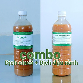 Combo 1 lít dịch chuối + 1 lít dịch đậu nành, dịch đỗ tương Bigfarm phân bón cho hoa hồng, lan, rau sạch hữu cơ