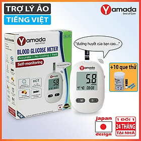 Máy đo đường huyết Yamada - Giọng nói tiếng Việt thông minh, thử tiểu đường, đo chỉ số hồng cầu HCT, tặng 10 que thử