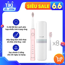 Bàn chải điện Fairywill E11 Màu Hồng & 8 Đầu Thay Thế - Hàng chính hãng