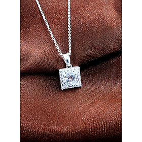 Dây chuyền bạc mặt vuông - Vòng cổ bạc mặt vuông đính đá PANMILA [TS-DC-A19]