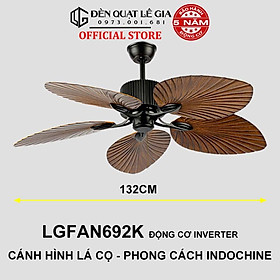 Quạt trần INDOCHINE|phong cách Phương Đông|quạt trần Lê Gia LGFAN692 -phù hợp nhà hàng khách sạn | Quạt trần lá cọ trang trí {Hàng Chính Hãng